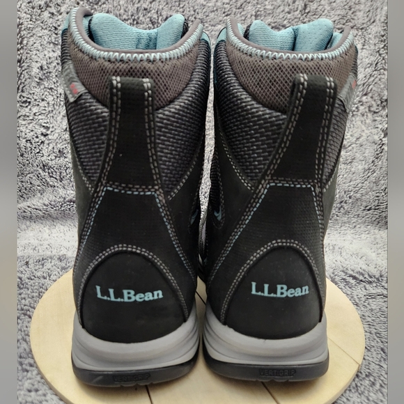 L.L. Bean Womens Tek 2.0 Winter Boots 8.5 M Black Blue Suede/ Mesh Primaloft 8" - Picture 7 of 9